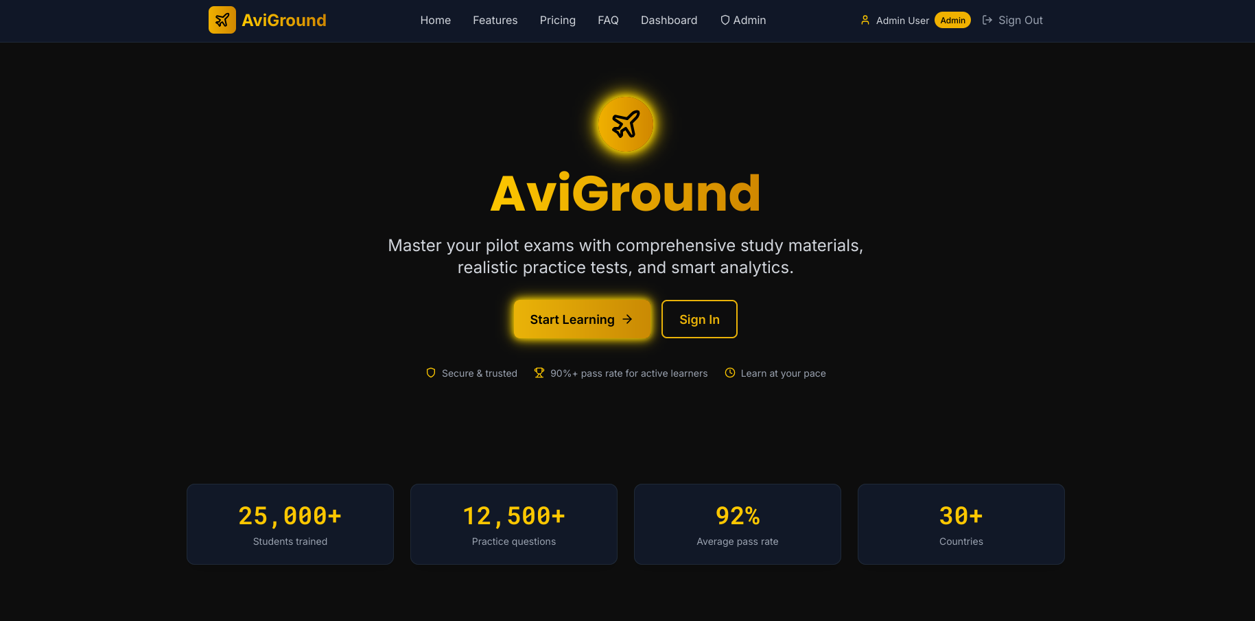 Aviground - Live Demo Screenshot